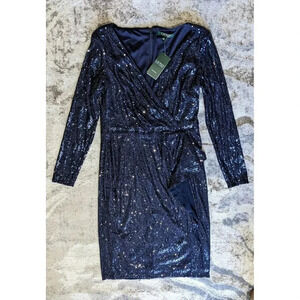 NWT Lauren Ralph Lauren Women's Dress Sparkling Midnight Blue Size 6 MSRP $265